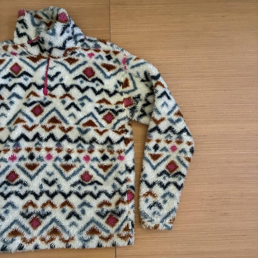 Eddie Bauer Women's Size XS 1/4 Zip Faux Fur Pullover Aztec Design Fuzzy Sweater - Picture 10 of 16